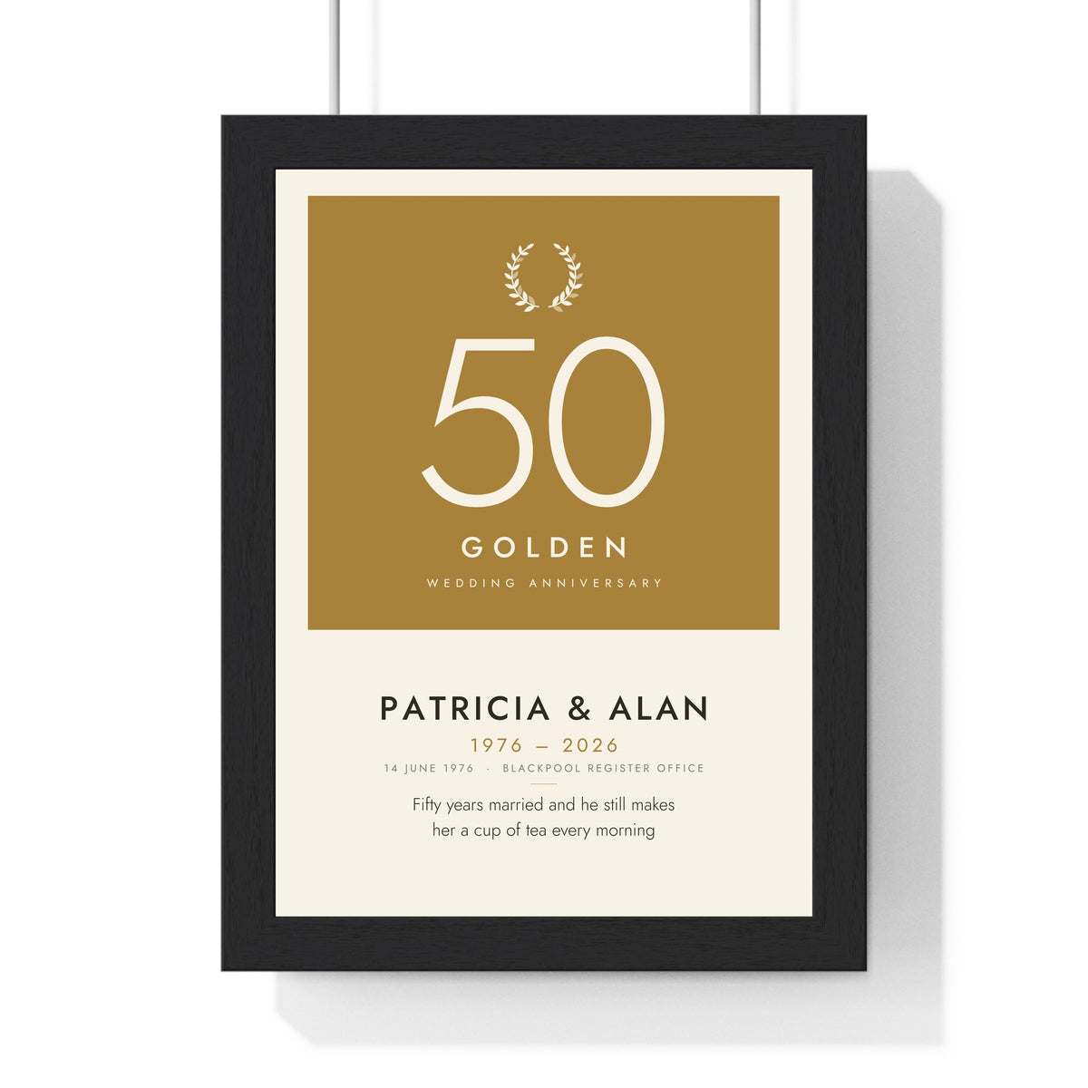 Personalised Golden Wedding Anniversary Print - modern, light