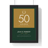 Personalised Golden Wedding Anniversary Print - modern, dark