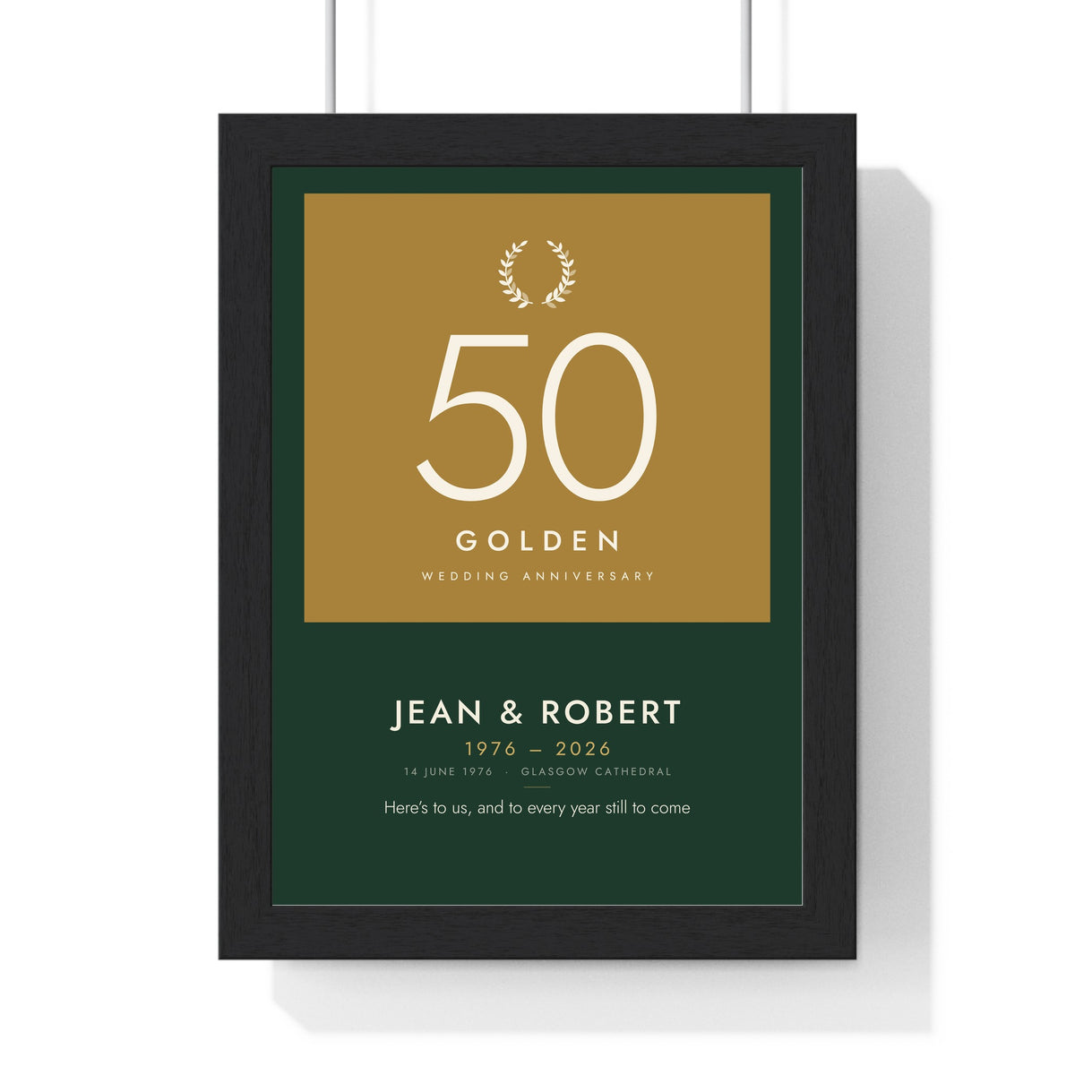 Personalised Golden Wedding Anniversary Print - modern, dark