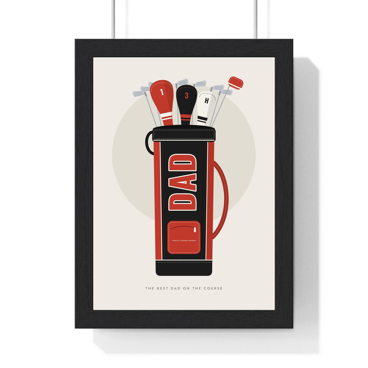 Personalised Golf Bag Print - framed black and red version