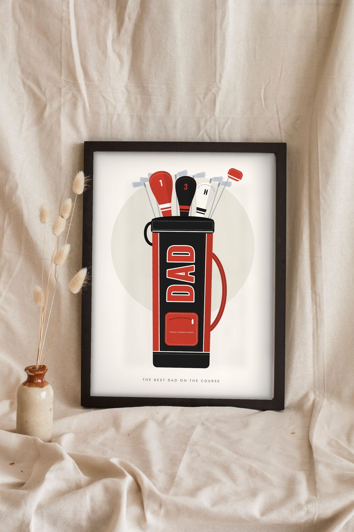 Personalised Golf Bag Print - black and red golf bag print for Dad
