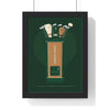 Personalised Golf Bag Print - framed tan leather and green version