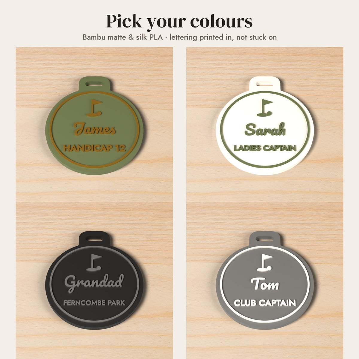 Personalised Golf Bag Tag - colour options