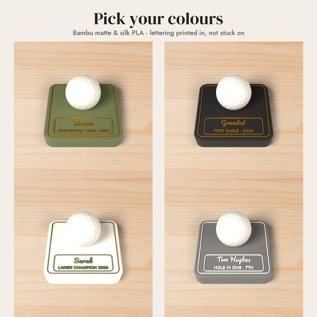 Golf Ball Display Stand Personalised - colour options