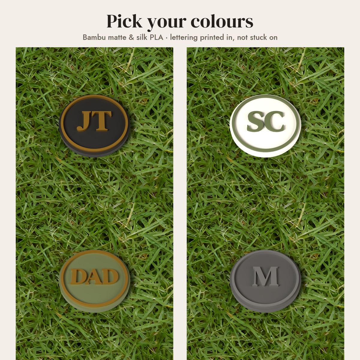 Personalised Golf Ball Marker - colour options