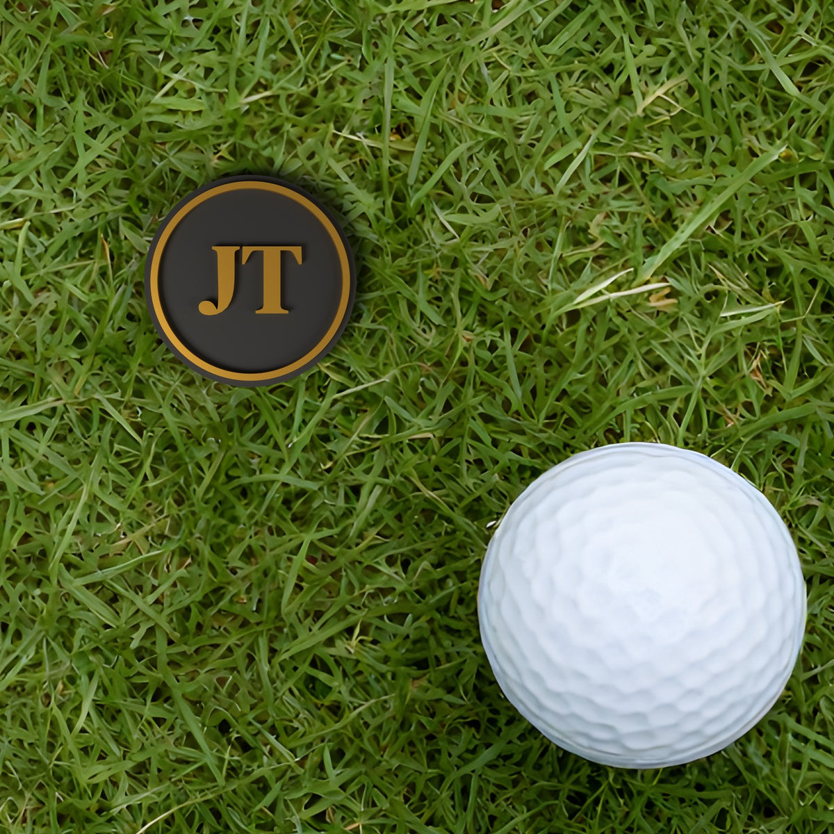 Personalised Golf Ball Marker - shown at real size