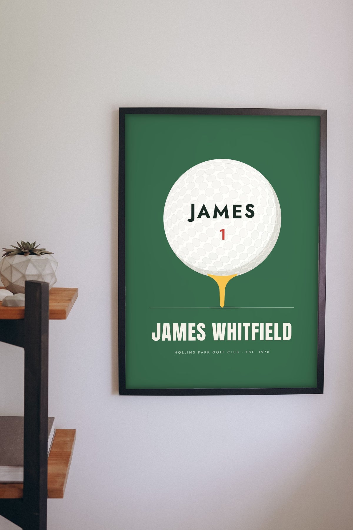 Personalised Golf Ball Print - golf ball print on the study wall