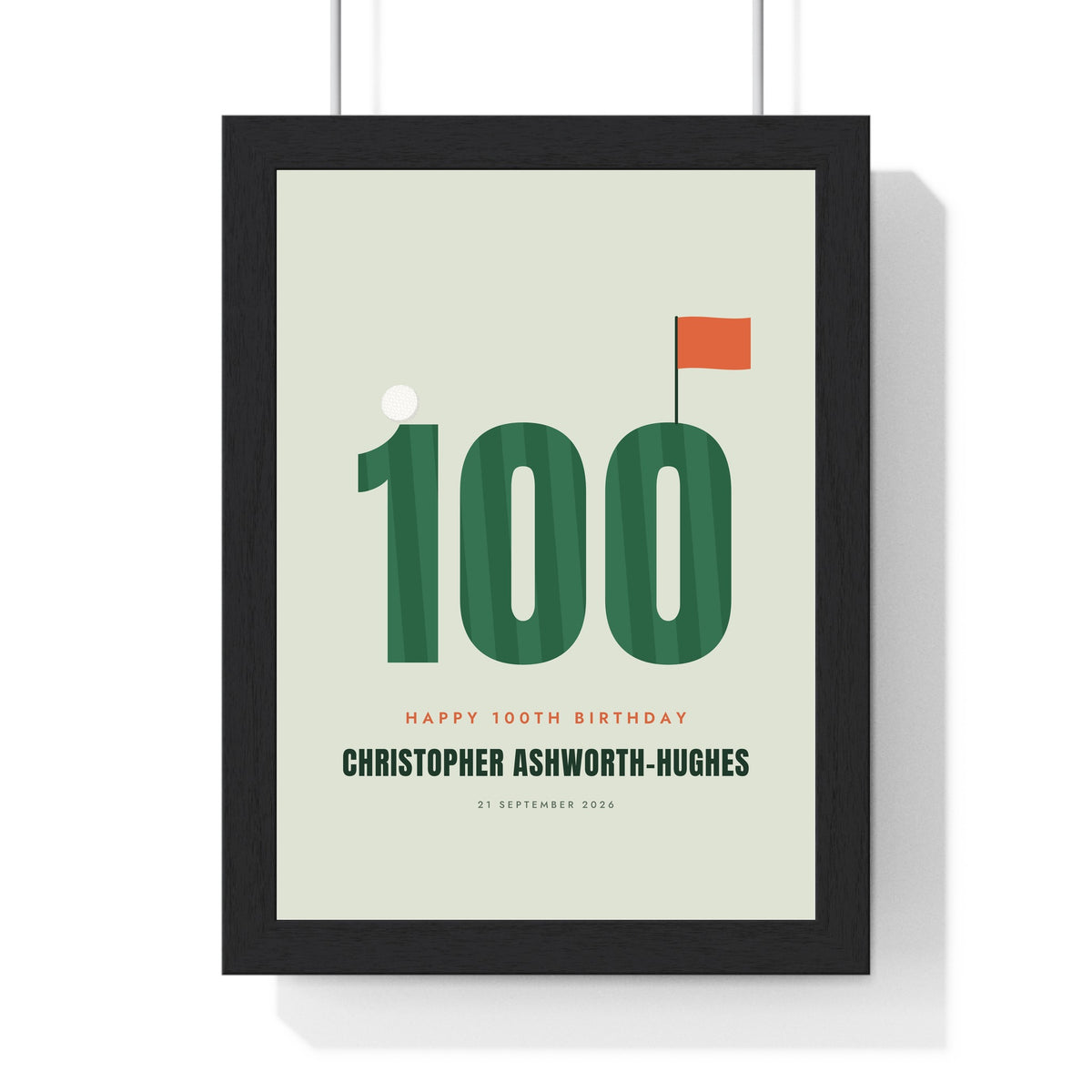 Personalised Golf Birthday Print - framed sage 100th birthday golf print