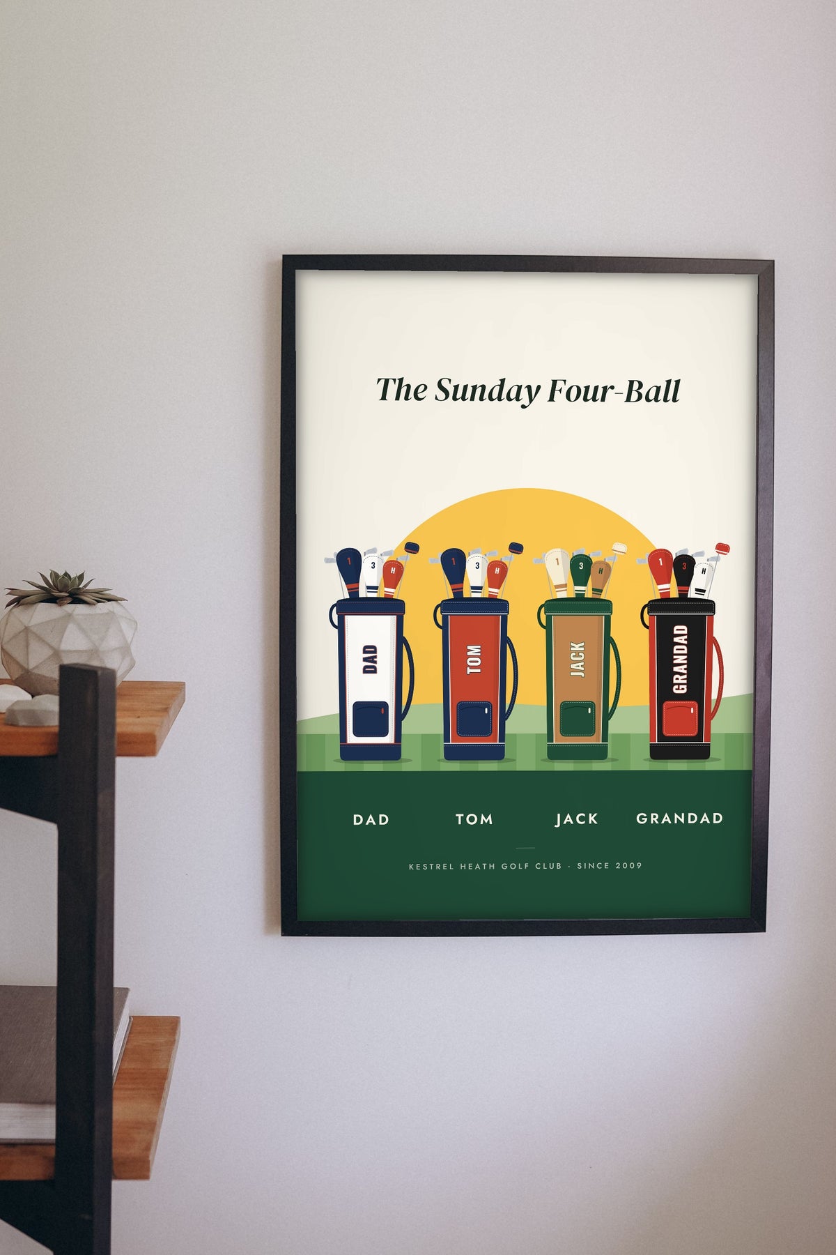 Personalised Golf Buddies Print - golf buddies print on the living room wall