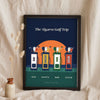 Personalised Golf Buddies Print - navy golf trip version with four bags