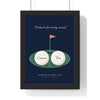 Personalised Golf Couple Print - framed navy golf couple print for a wedding date