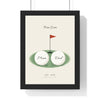 Personalised Golf Couple Print - framed cream version for Mum and Dad