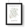 Personalised Golf Course Map Print - framed white golf course map with every hole and the 7th highlighted
