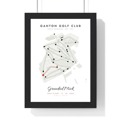 Personalised Golf Course Map Print - framed white golf course map with every hole and the 7th highlighted