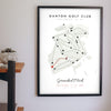 Personalised Golf Course Map Print - golf course map print on the study wall