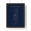 Personalised Golf Course Map Print - framed navy and gold version with an eagle on the 5th