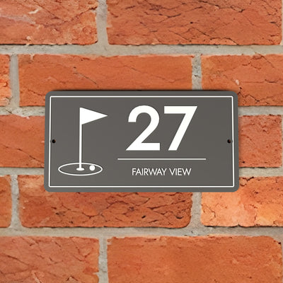 Personalised Golf House Sign - personalised golf house number sign, close-up