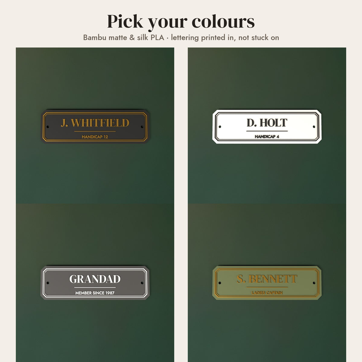 Personalised Golf Locker Sign - colour options