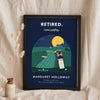 Personalised Golf Retirement Print - evening navy version for a retiring teacher