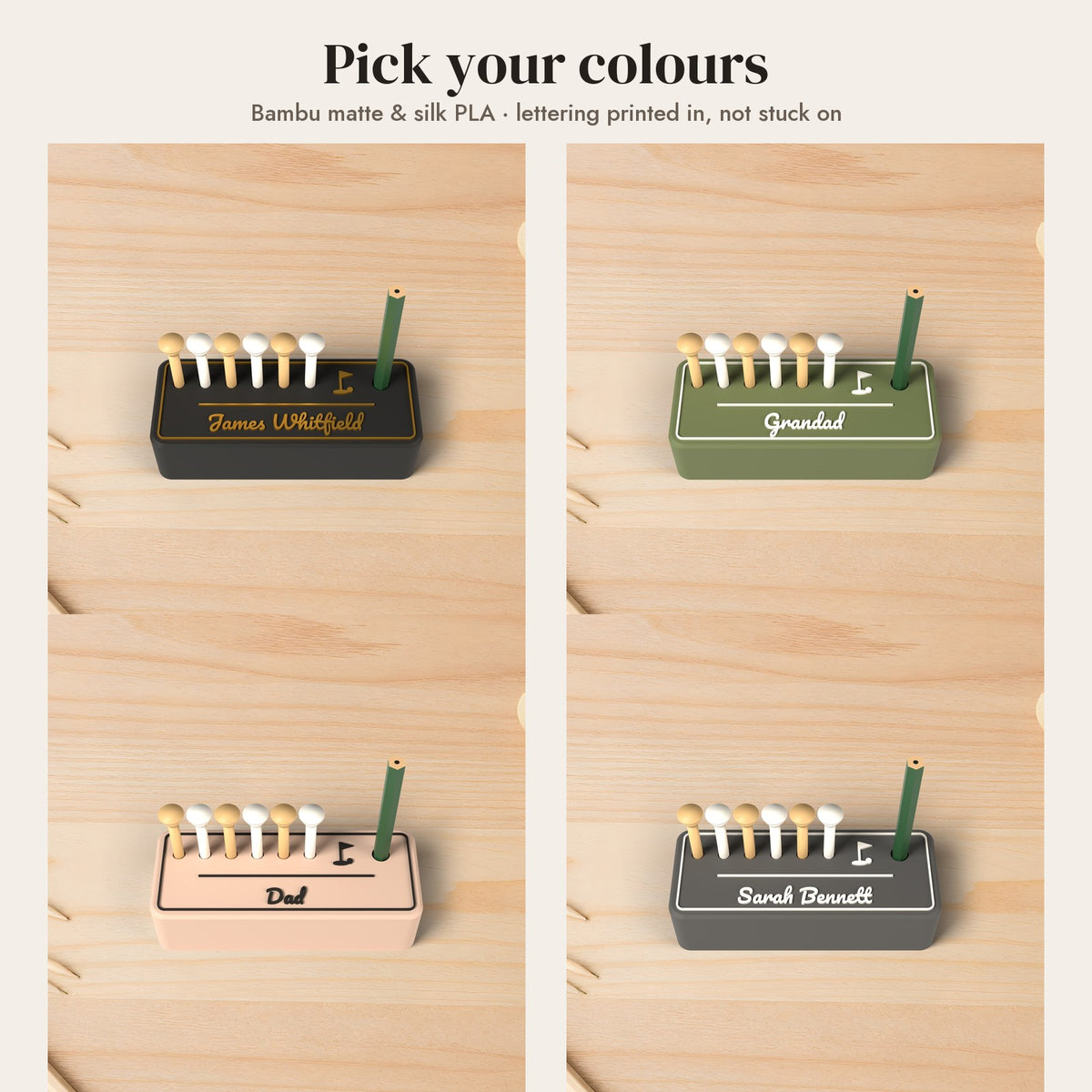 Personalised Golf Tee Holder - colour options
