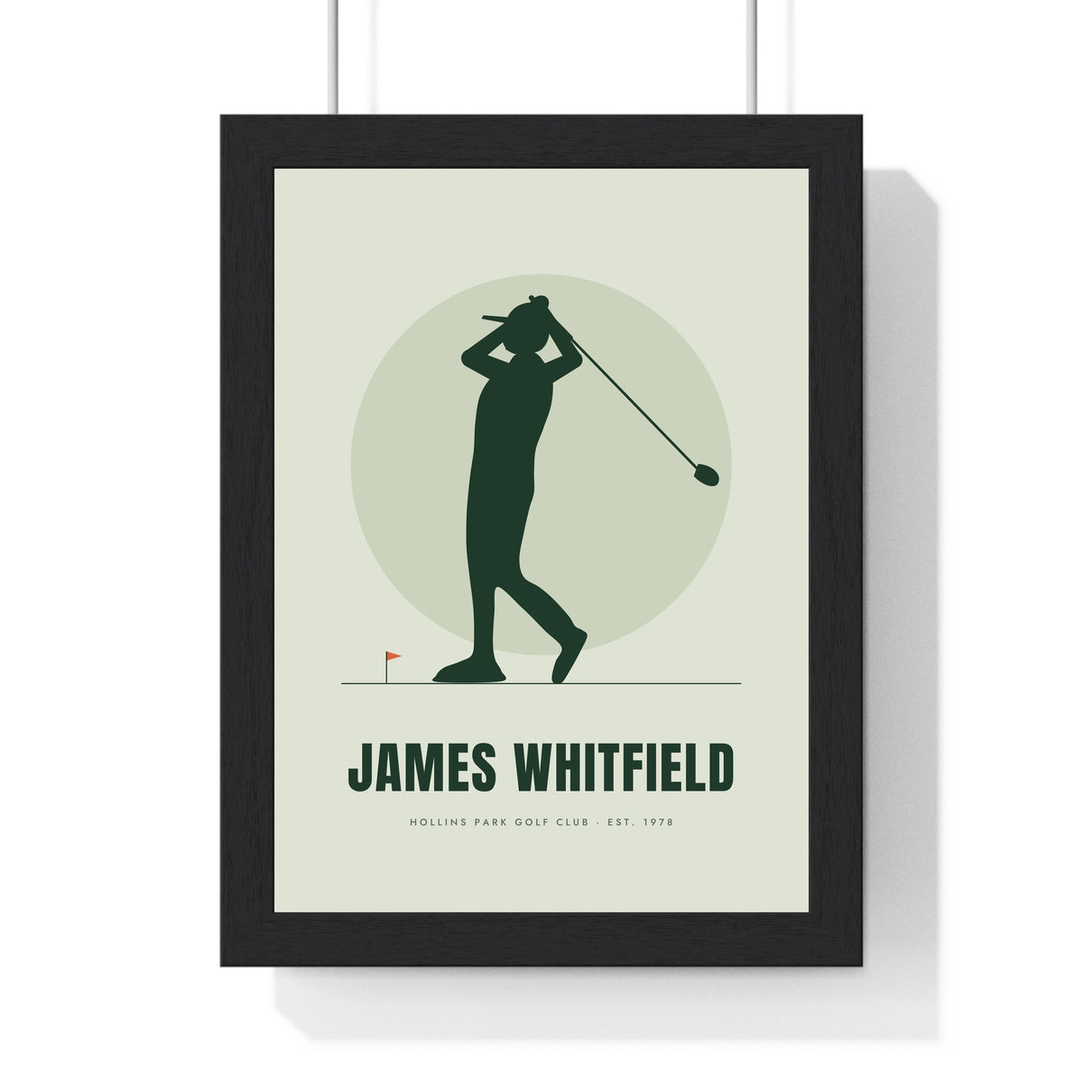 Personalised Golfer Print - framed sage golfer silhouette print for James Whitfield