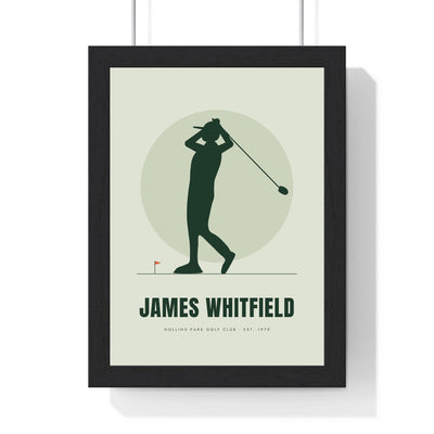 Personalised Golfer Print - framed sage golfer silhouette print for James Whitfield
