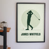 Personalised Golfer Print - golfer silhouette print on the study wall