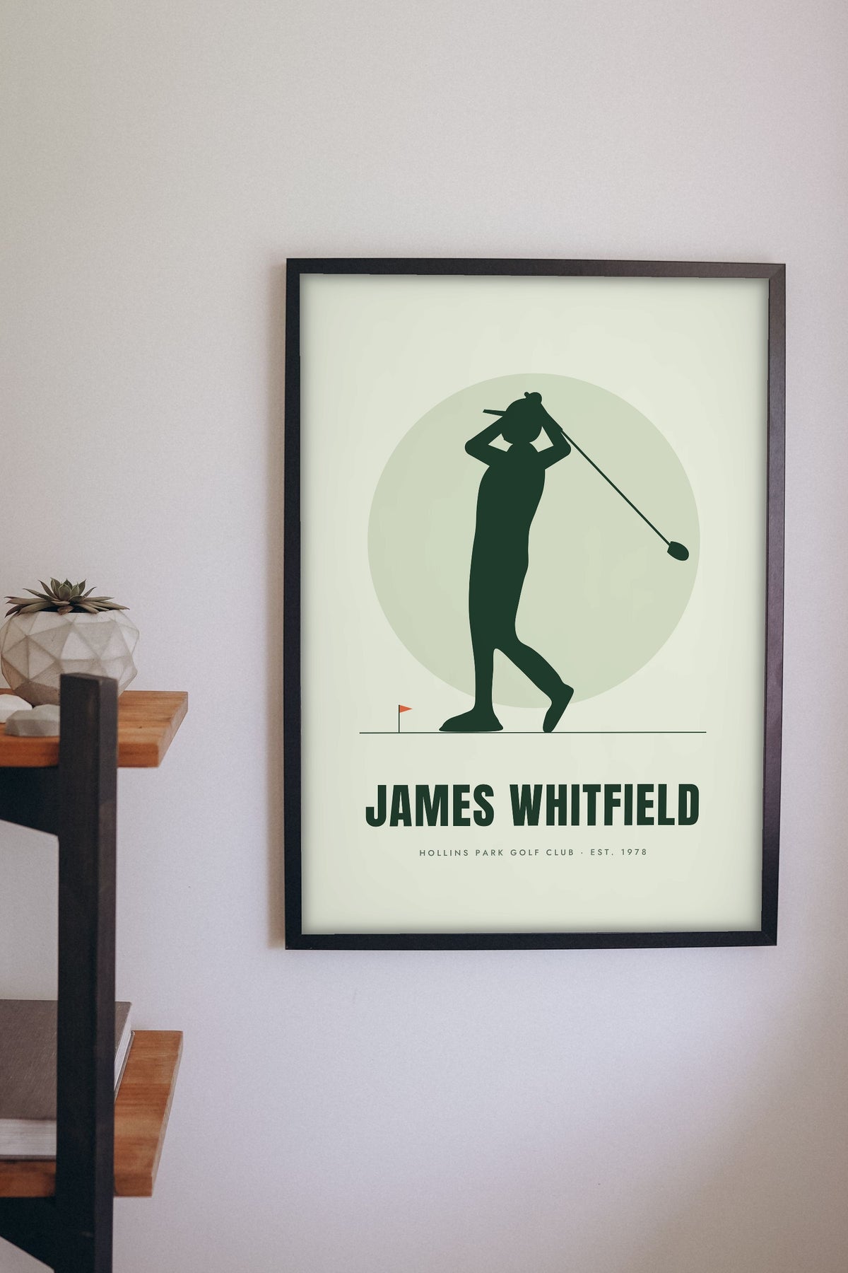 Personalised Golfer Print - golfer silhouette print on the study wall