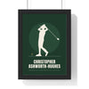 Personalised Golfer Print - framed forest green golfer print with a long name