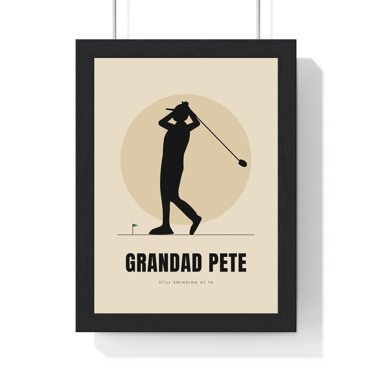 Personalised Golfer Print - framed sand and black golfer print for Grandad