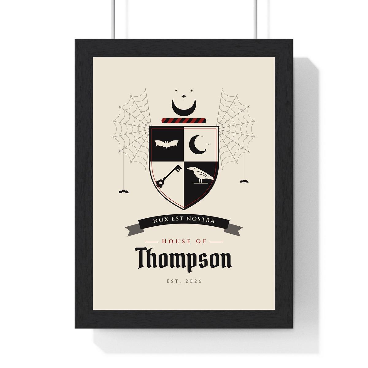 Personalised Gothic Family Crest Print - framed gothic family crest print for House of Thompson