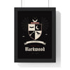 Personalised Gothic Family Crest Print - framed black and red version