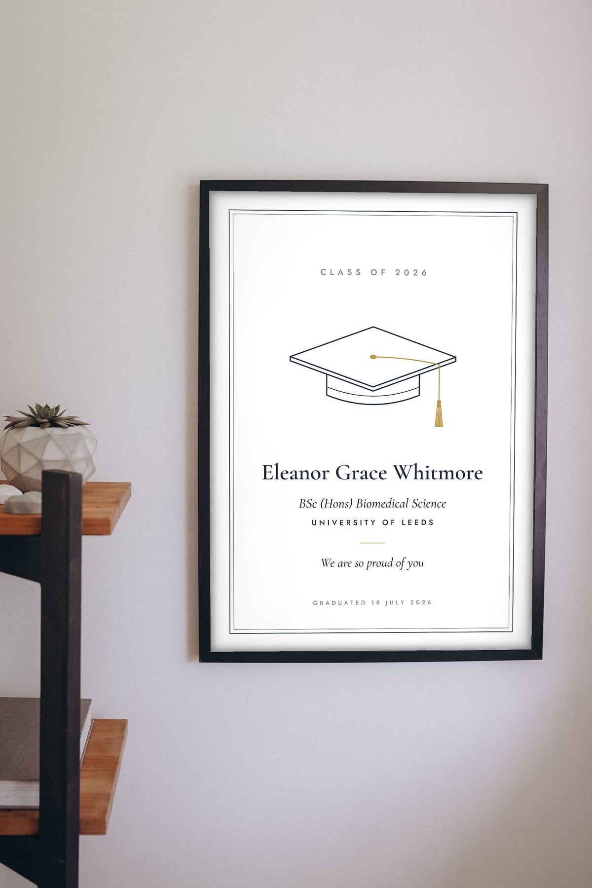 Personalised Graduation Print - on the living room wall