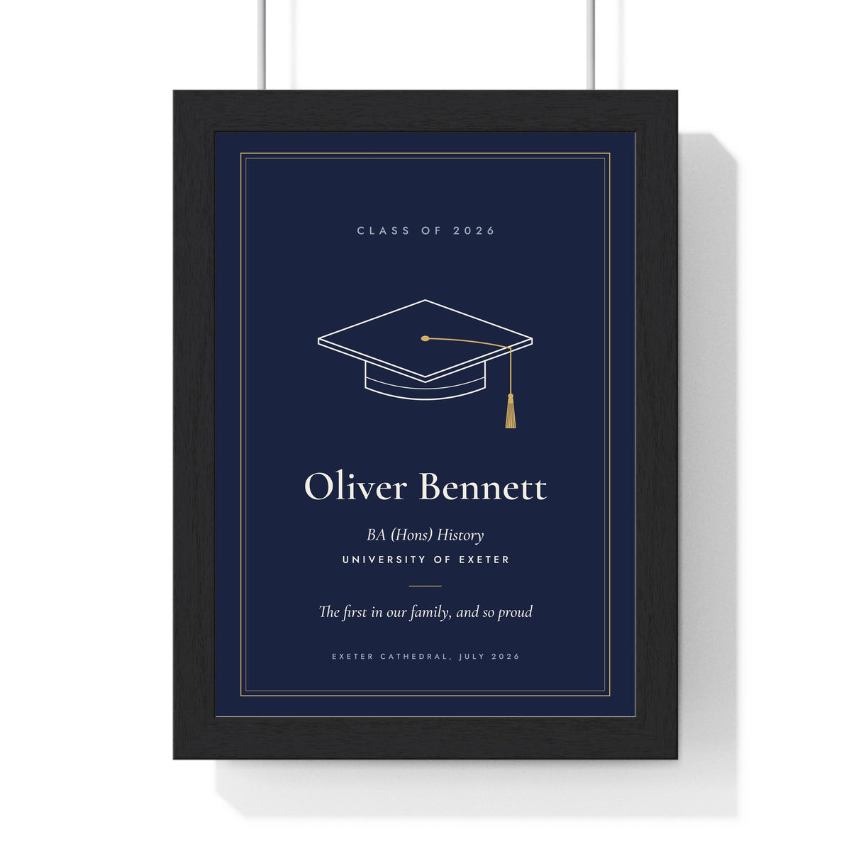 Personalised Graduation Print - framed navy version