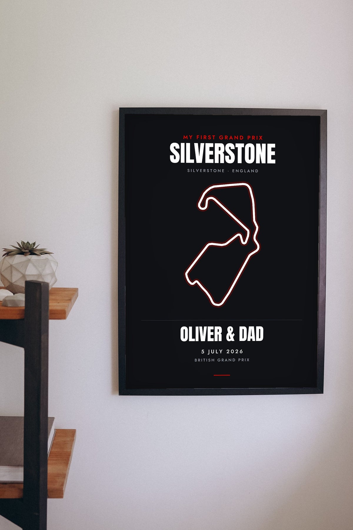 Personalised Grand Prix Circuit Print - on the living room wall