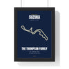 Personalised Grand Prix Circuit Print - framed navy Suzuka version