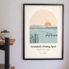 Personalised Grandad's Fishing Spot Print - on the study wall