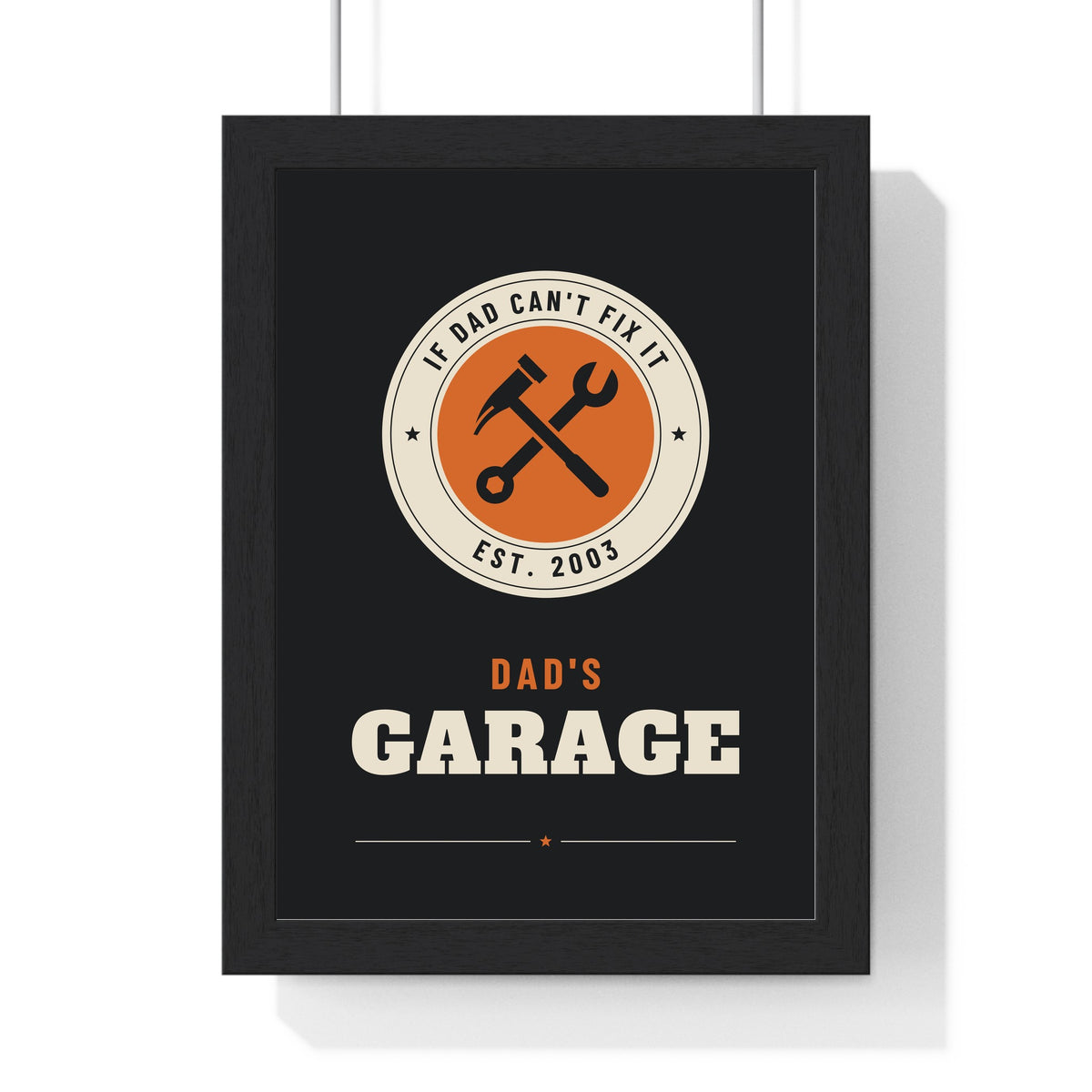 Personalised Grandad's Shed Print - framed charcoal Dad's Garage version