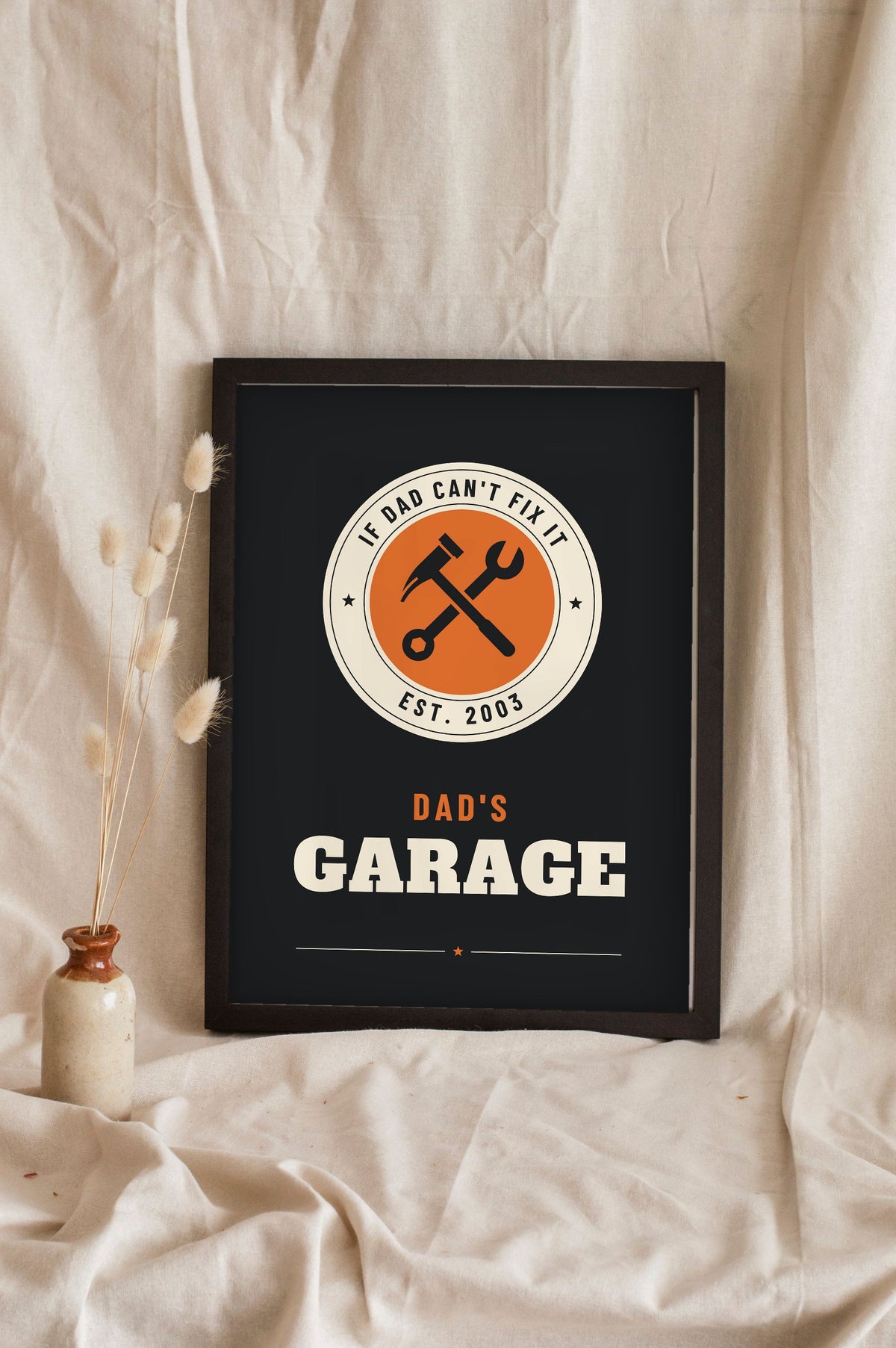 Personalised Grandad's Shed Print - charcoal Dad's Garage version