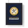 Personalised Grandad's Shed Print - navy and mustard workshop version