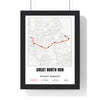 Personalised Great North Run Print - framed street map Great North Run route print with name and finish time