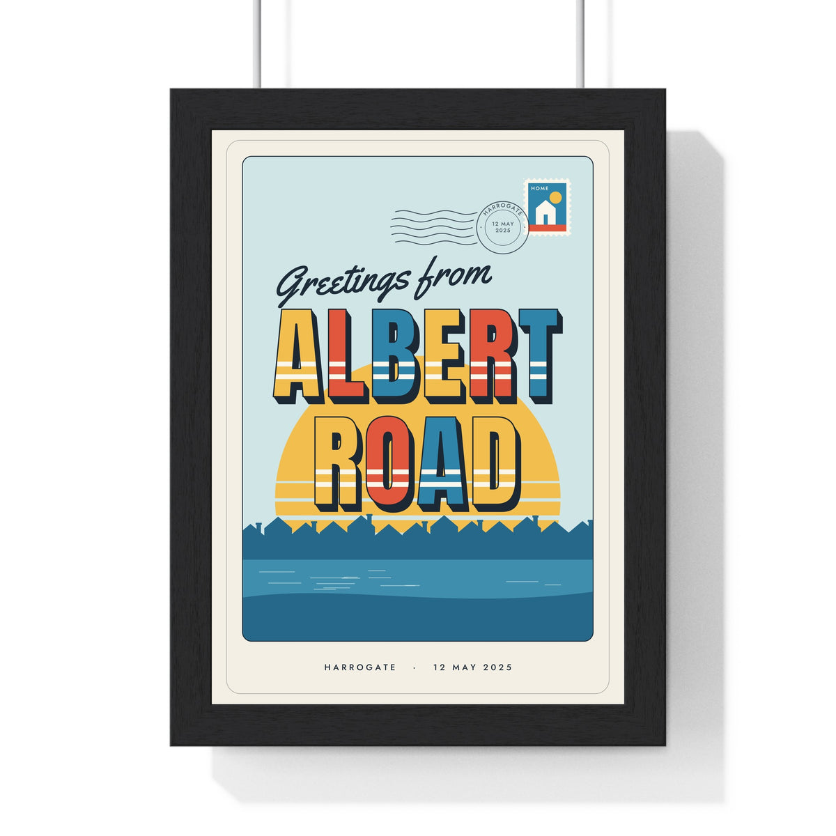 Personalised Greetings From Home Print - framed seaside postcard, Greetings from Albert Road