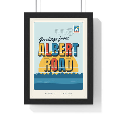 Personalised Greetings From Home Print - framed seaside postcard, Greetings from Albert Road