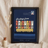 Personalised Greetings From Home Print - midnight navy Greetings from Brighton postcard