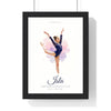 Personalised Gymnastics Print - framed watercolour gymnastics print with a standing split for Isla