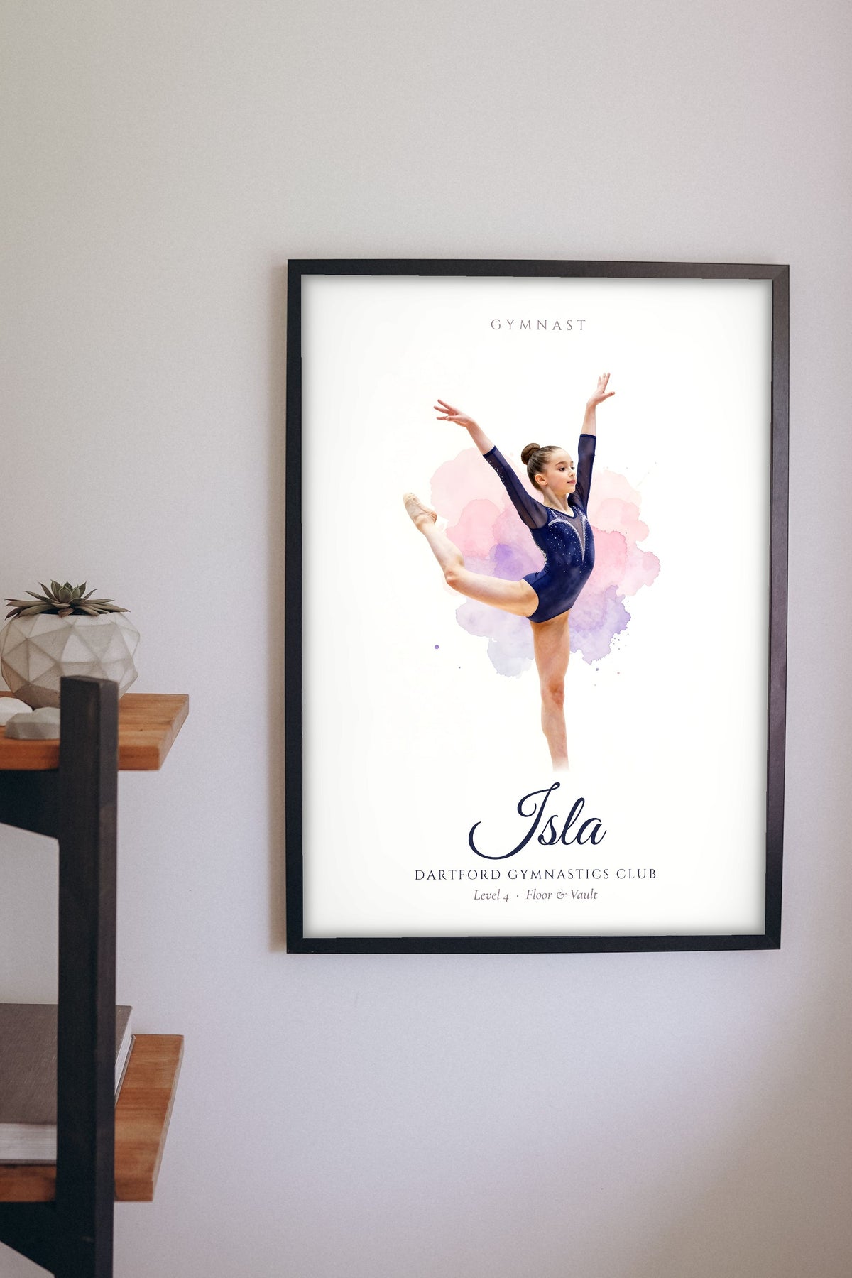 Personalised Gymnastics Print - on a bedroom wall