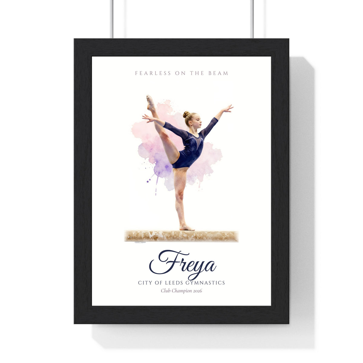 Personalised Gymnastics Print - framed beam version