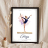 Personalised Gymnastics Print - beam arabesque version for Freya