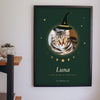 Personalised Halloween Cat Print - Halloween cat portrait on a living room wall