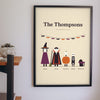 Personalised Halloween Family Portrait Print - on the living room wall